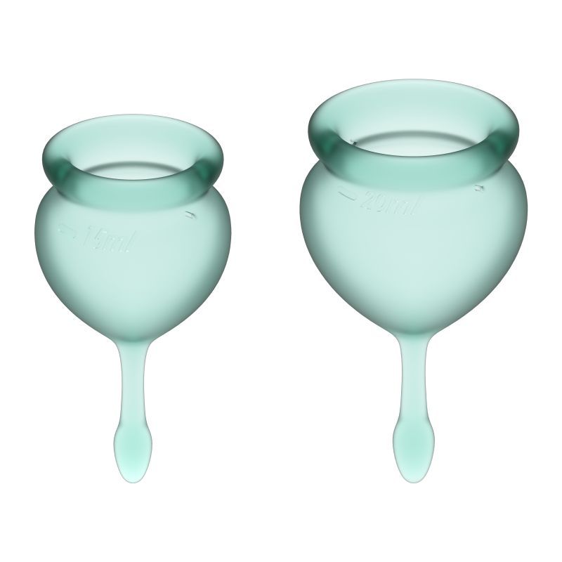 Feel Good Reusable Medical-Grade Silicone Menstrual Cup Set (Dark Green)