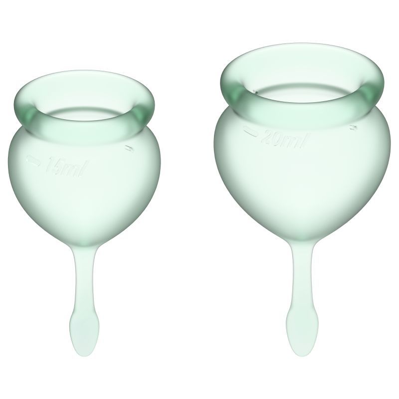 Feel Good Medical-Grade Silicone Reusable Menstrual Cup Set - Light Green