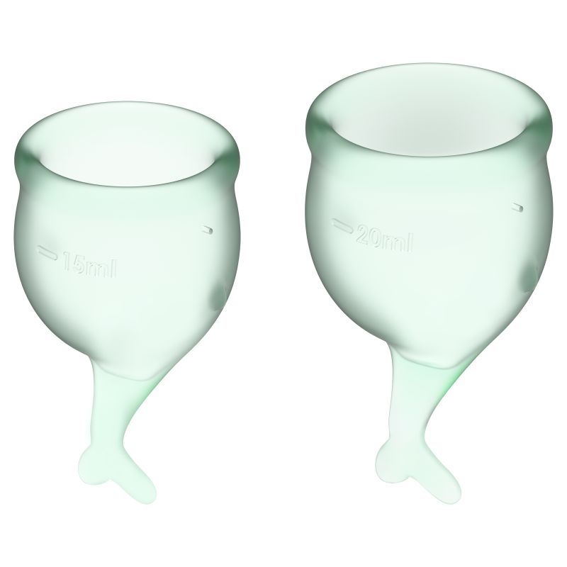 Feel Secure – Medical-Grade Silicone Reusable Menstrual Cup 2pcs (Light Green)