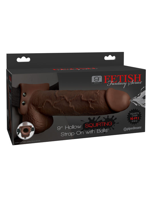 Fetish Fantasy 9 Inch Hollow Squirting Strap-On with Balls > Dildos > Strap On Dildos