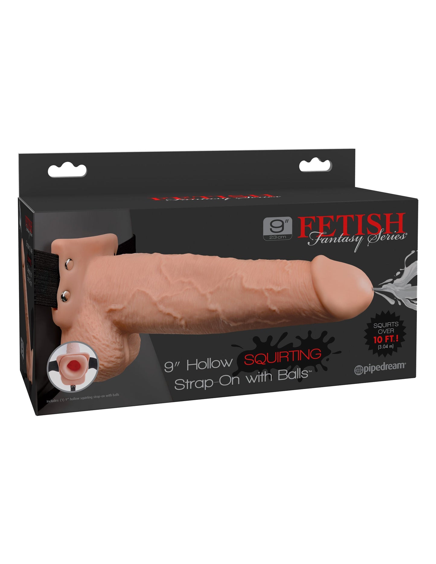 Fetish Fantasy 9 Inch Hollow Squirting Strap-On with Balls