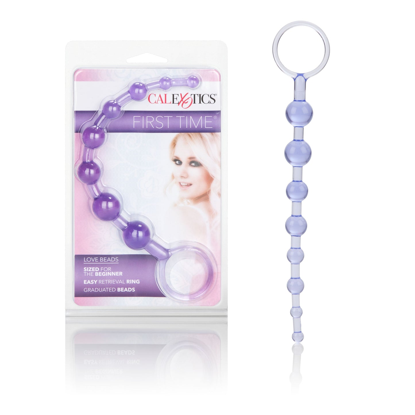 First Time Love Beads Purple Slim Graduated Flexible Anal Beads with EZ Retrieval Ring