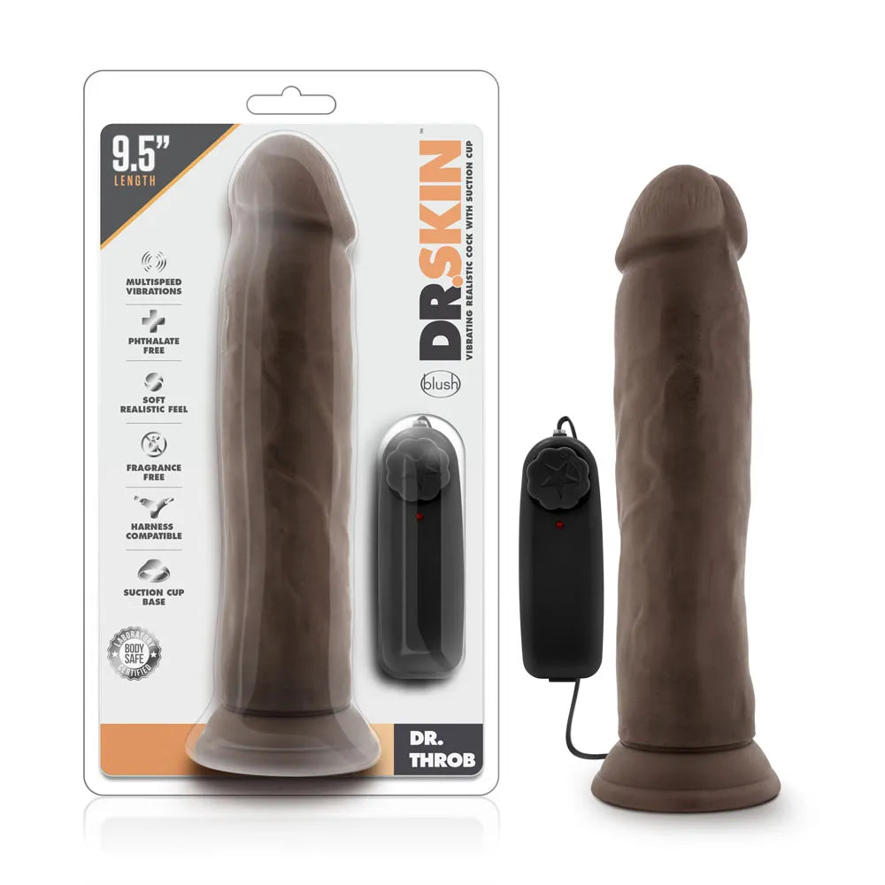 Dr. Skin Dr. Throb – 9.5 Inch Vibrating Realistic Cock with Suction Cup