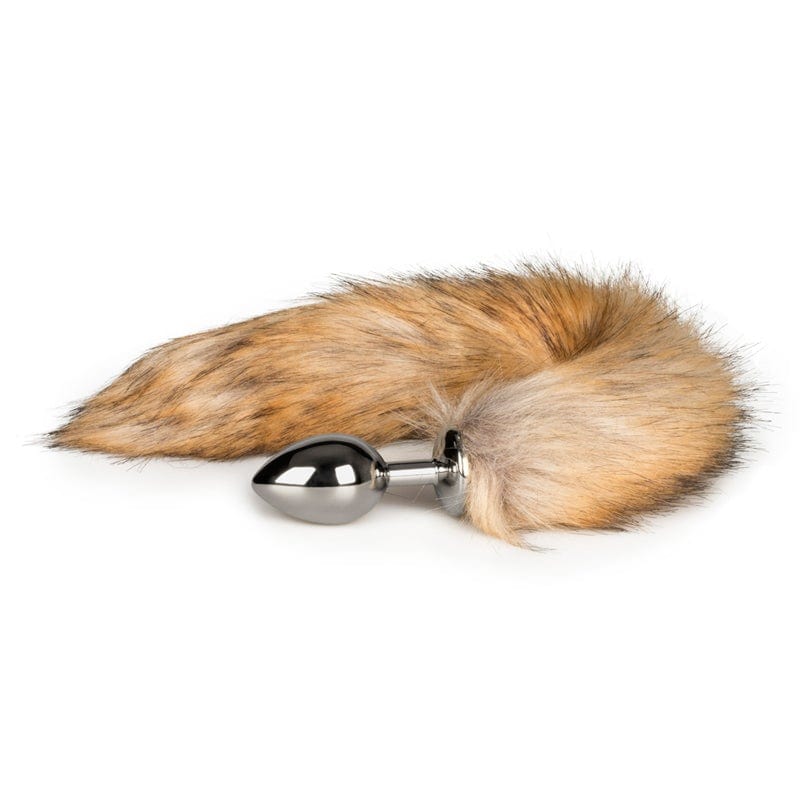 Fox Tail No 2 Silver Butt Plug with Faux Fur Tail