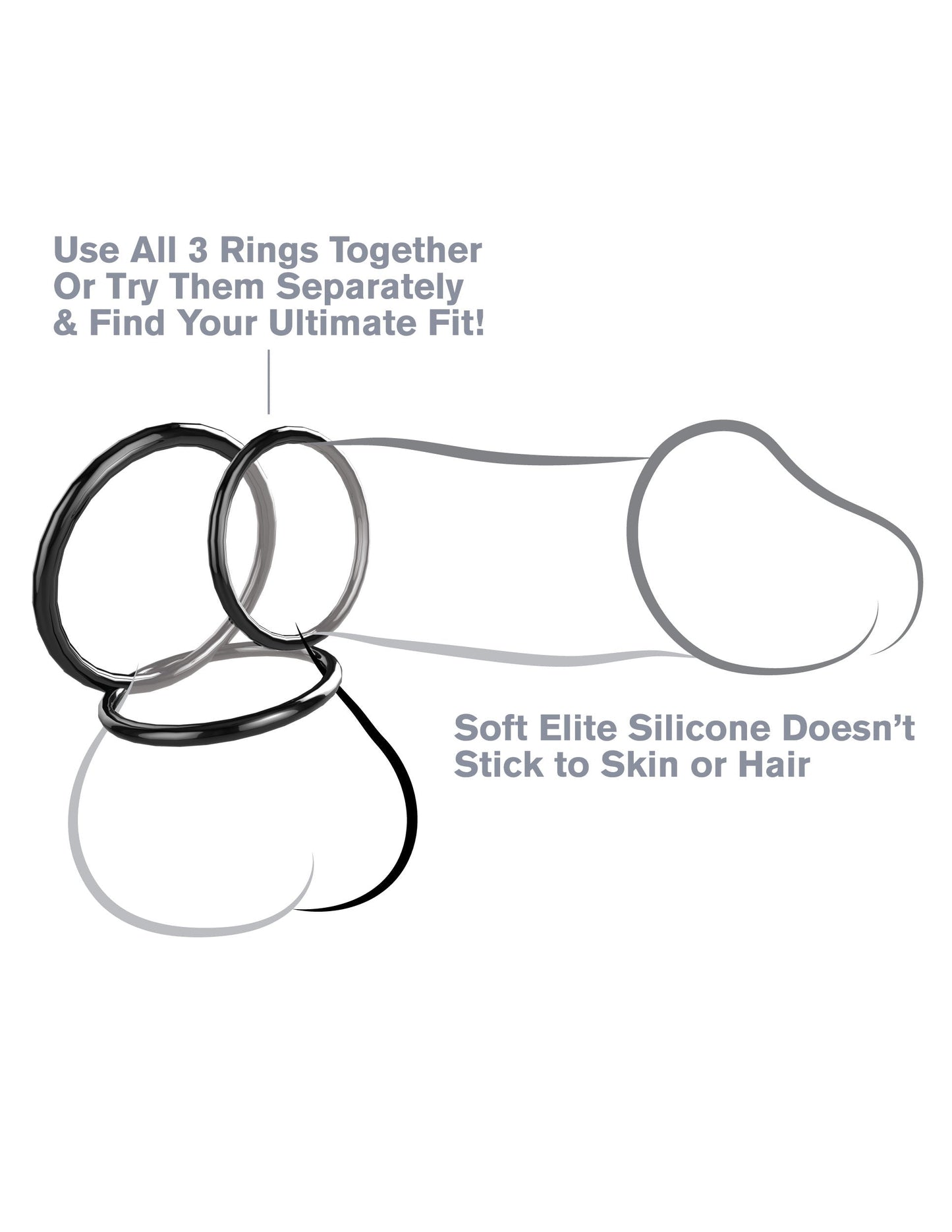 Fantasy C-Ringz Silicone Stamina Set (Black) – Silicone Ring Set