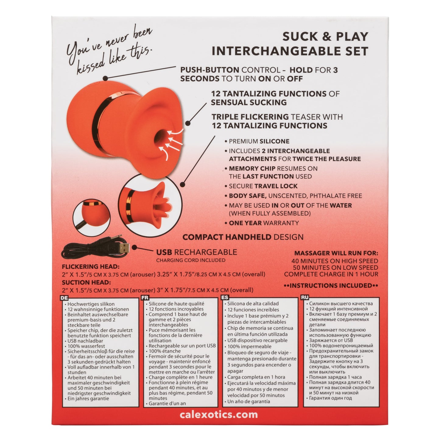 French Kiss Suck & Play Interchangeable Set – 12 Function Vibration and Suction Toy