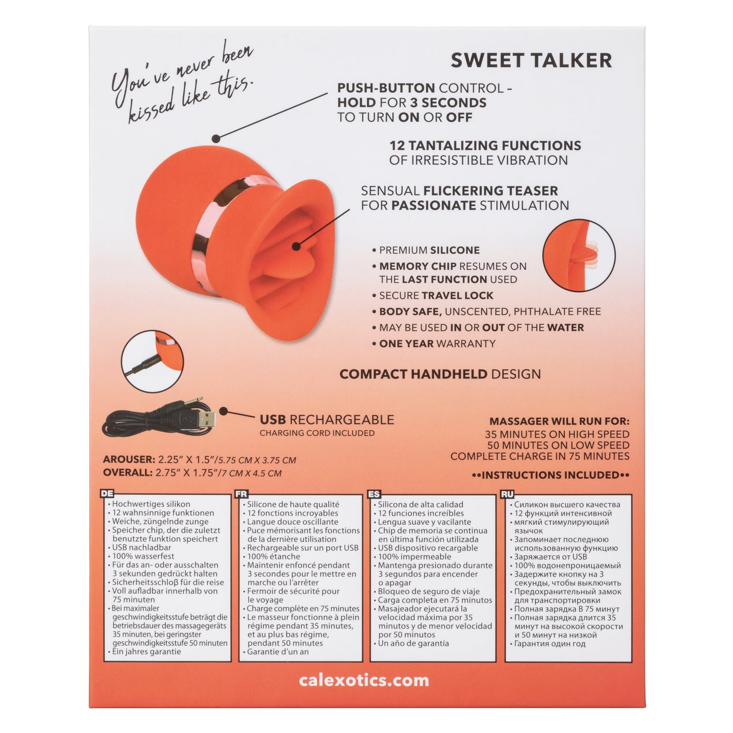 French Kiss Sweet Talker – Compact Massager with 12 Flickering Functions Vibrator