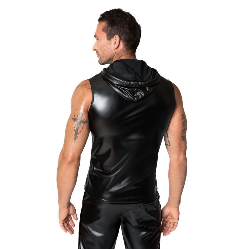 Frenzy Sleeveless Wetlook Hoodie for Men Enhancing Appeal
