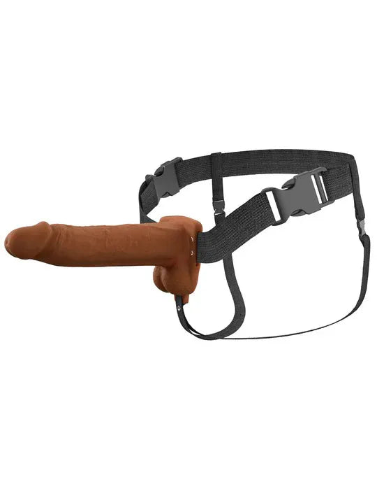 Fantasy X-Tensions Elite (Beige/Brown) – Vibrating Hollow Silicone Strap-On 8 Inch