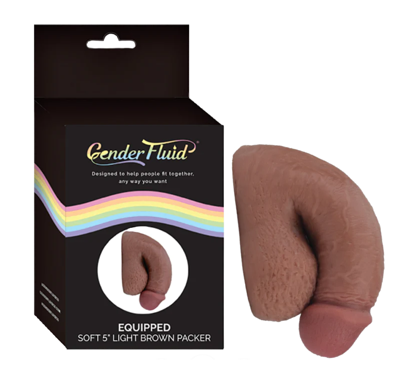 Gender Fluid Equipped Soft Packer 5 Inch Light Brown Realistic Soft Prosthetic