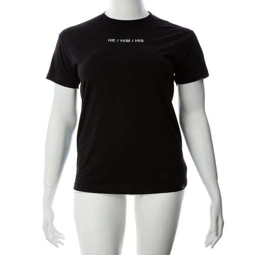 Gender Fluid Pronoun He Tee Shirt XL Black 100% Cotton Embroidered He Him His Tee