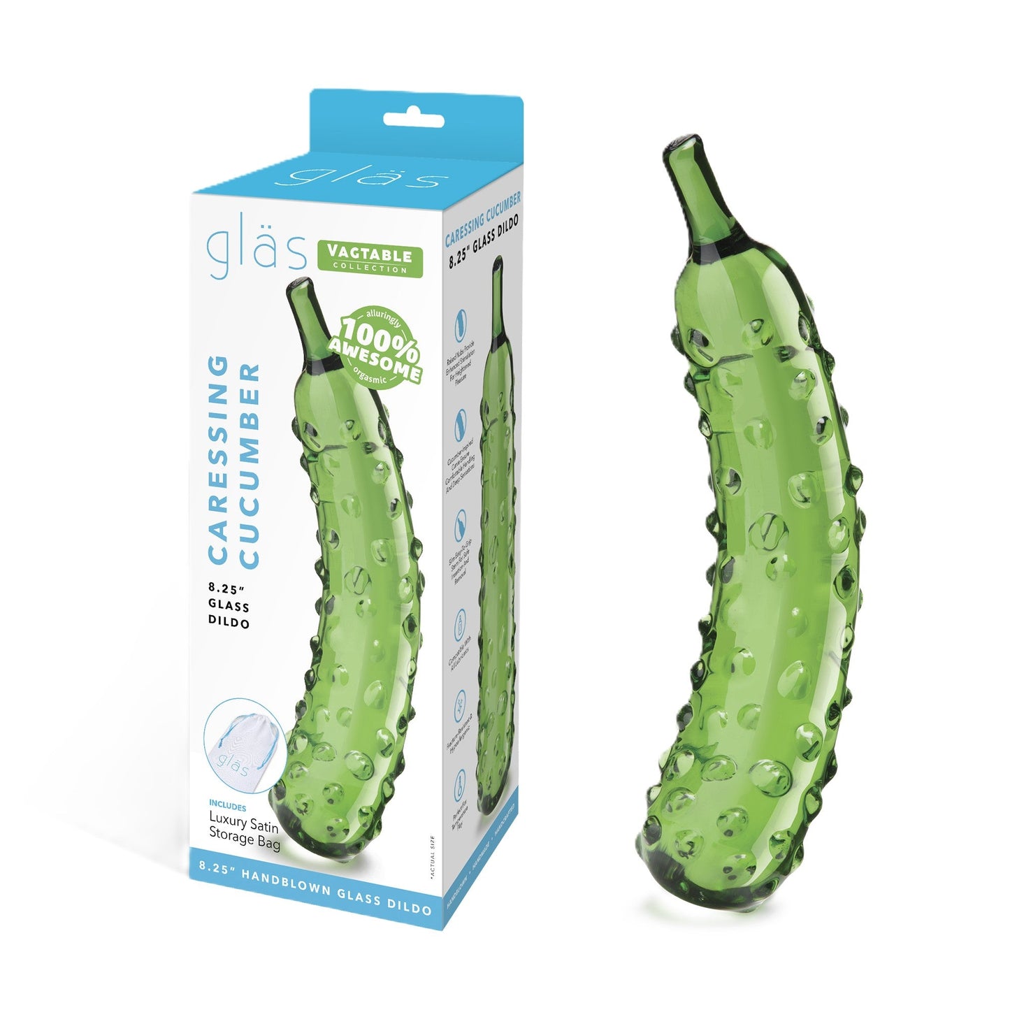 Glas Caressing Cucumber – 8.25 Inch Handblown Glass Dildo