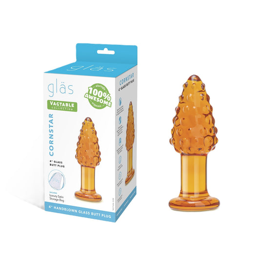 Glas Cornstar 4 Inch Textured Glass Butt Plug