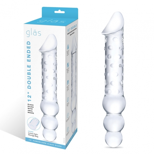 Glas 12 Inch Clear Double Ended Glass Dildo With Anal Beads > Glass > Dildos
