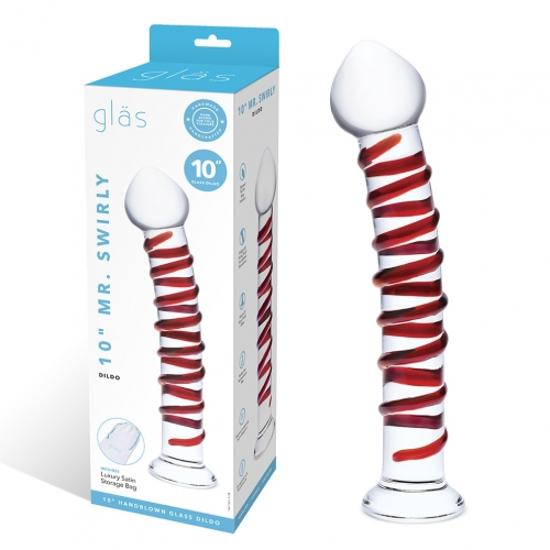 Glas 10 Inch Mr Swirly Red Spiral Handblown Glass Dildo