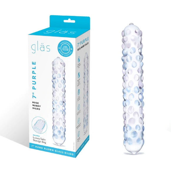 Purple Rose Nubby Glass Dildo 7 Inch Spiraled Pleasure Toy