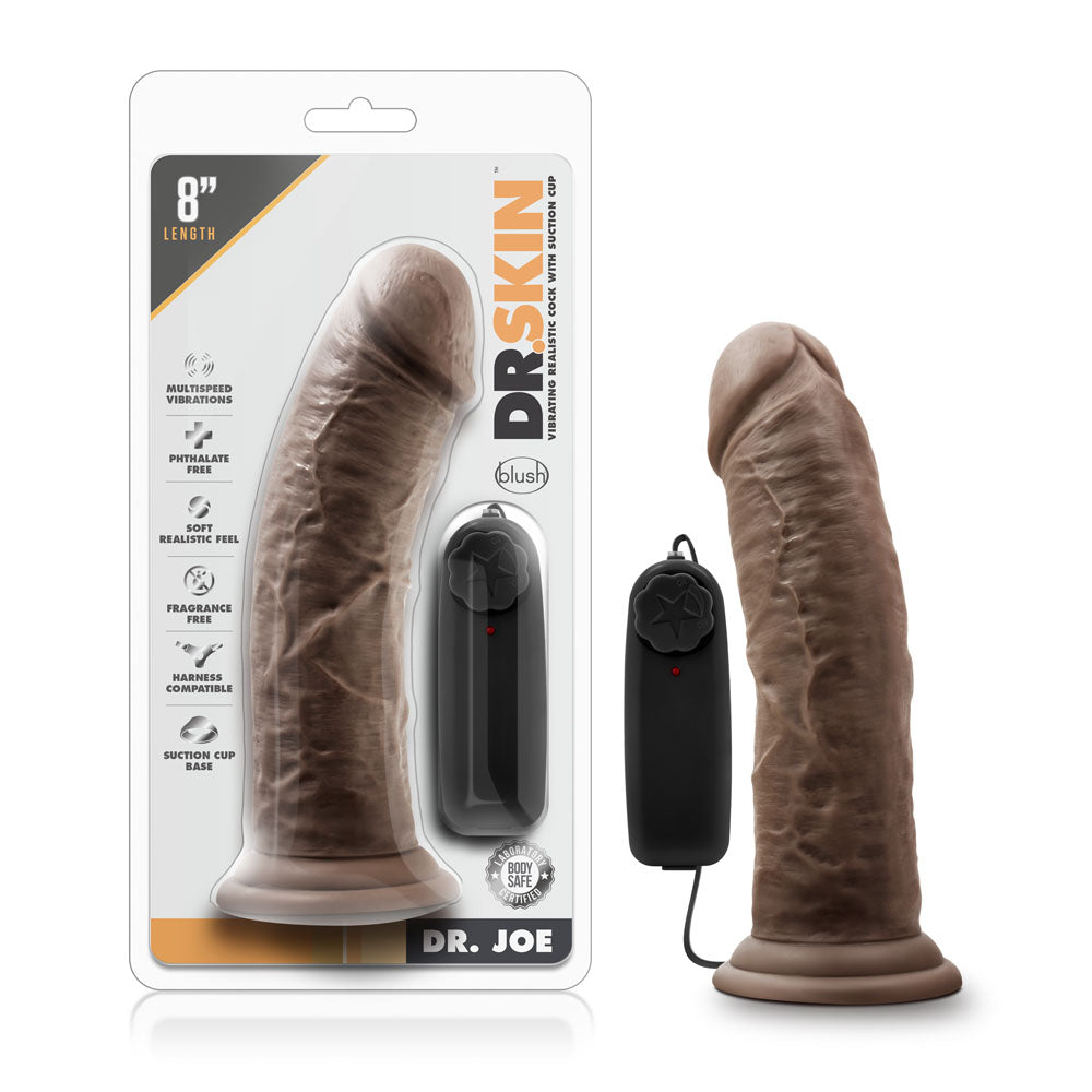Dr Joe 8 Inch Chocolate Vibrating Suction Cup Sex Toy