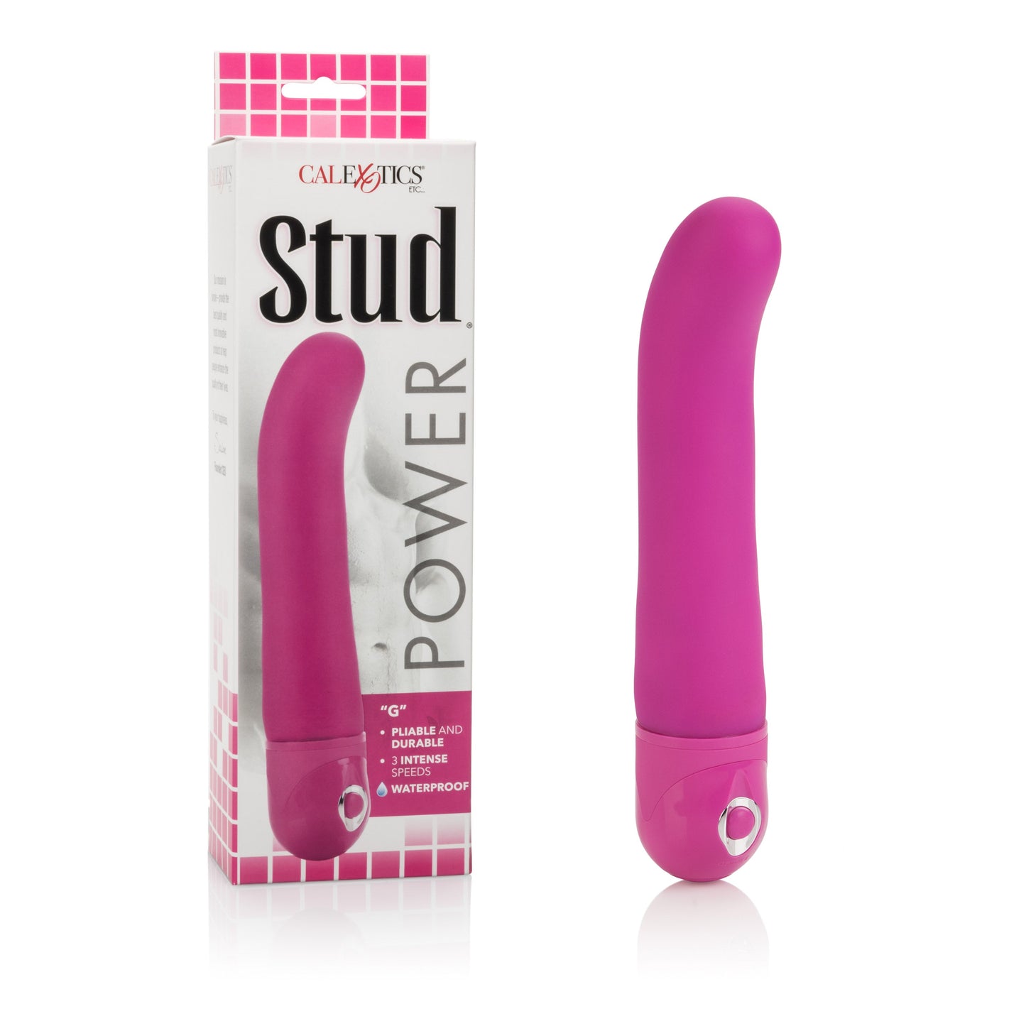 Power Stud G Waterproof Vibrator Pink 6.75 Inch Flexible Body-Safe PVC with 3 Speeds