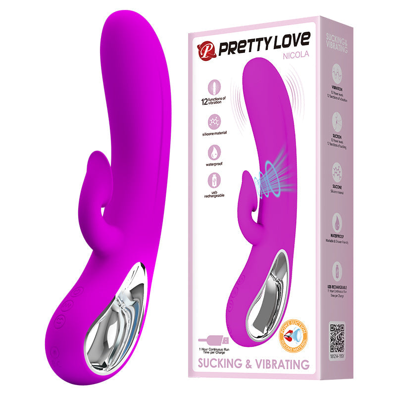 Nicola Rechargeable – Silicone 24 Function Clit Suction Rabbit Vibrator