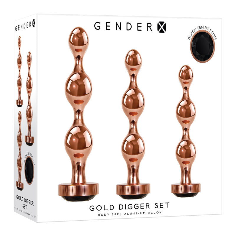 Gender X Gold Digger Set – Metallic Butt Plugs Set of Three Sizes