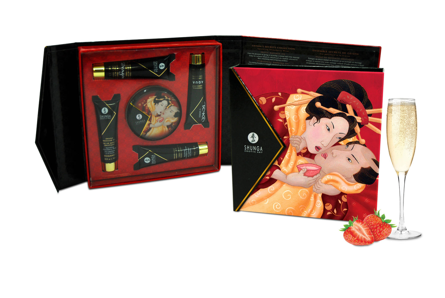 Geisha's Secrets Intimacy Gift Set with Sparkling Strawberry Wine