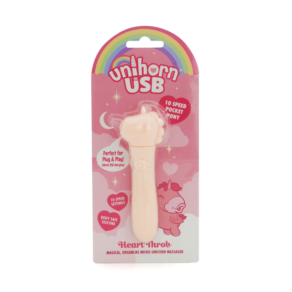 Unihorn Heart Throb (Pink) – Compact USB Rechargeable Bullet Vibrator with 10 Speeds