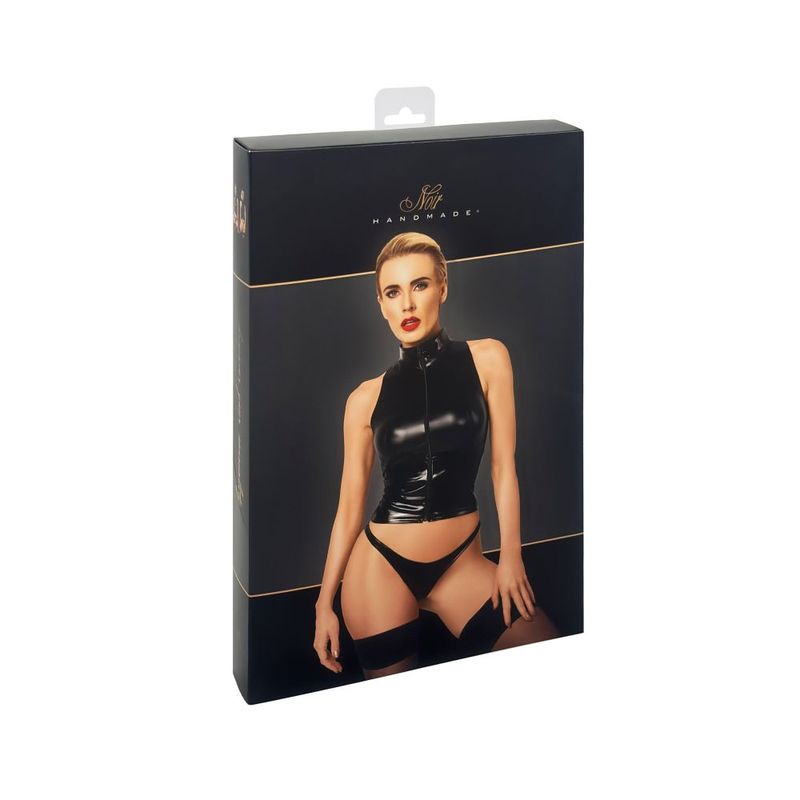 Glam Wetlook Top with Vinyl Corset