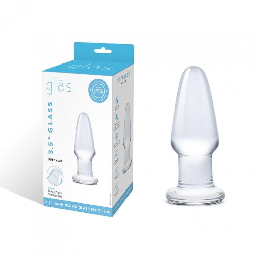 Glas 3.5 Inch Clear Hand Blown Glass Butt Plug with Tapered Tip for Beginner-Friendly Anal Play