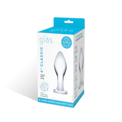 Glas 4 Inch Classic Clear Glass Butt Plug with Flared Base