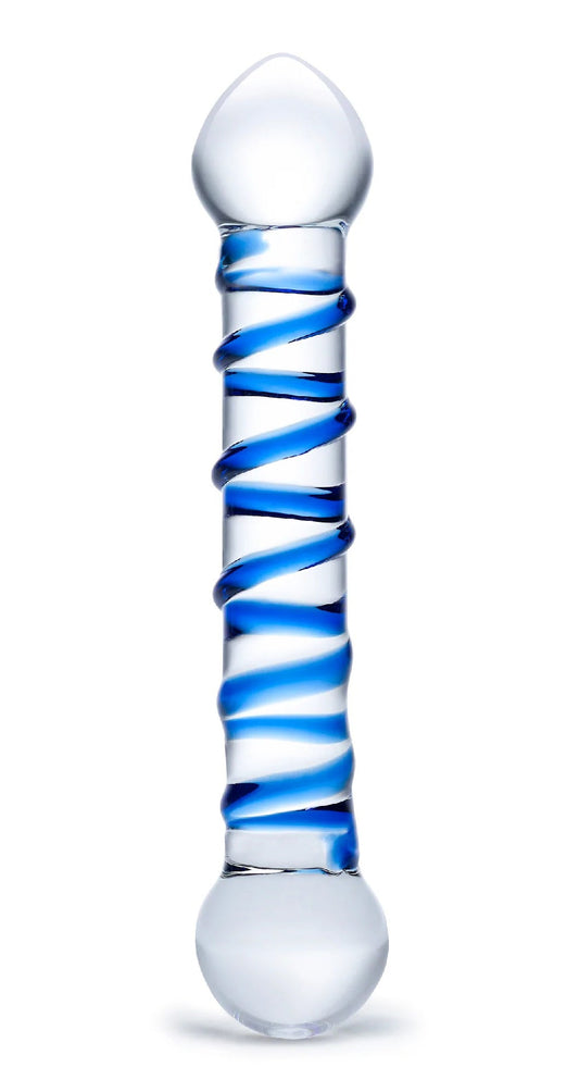 Glas 6.5 Inch Spiral Dildo with Blue Swirls