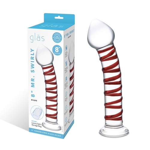 Glas 8 Inch Mr. Swirly Red Spiral Handblown Glass Dildo