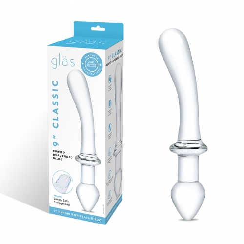 Glas 9" Classic Curved Clear Dual-Ended Glass Dildo for G-Spot and Anal Play