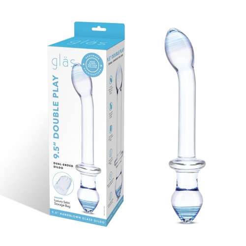Glas 9.5" Double Play Dual-Ended Glass Dildo with Clear Smooth Design