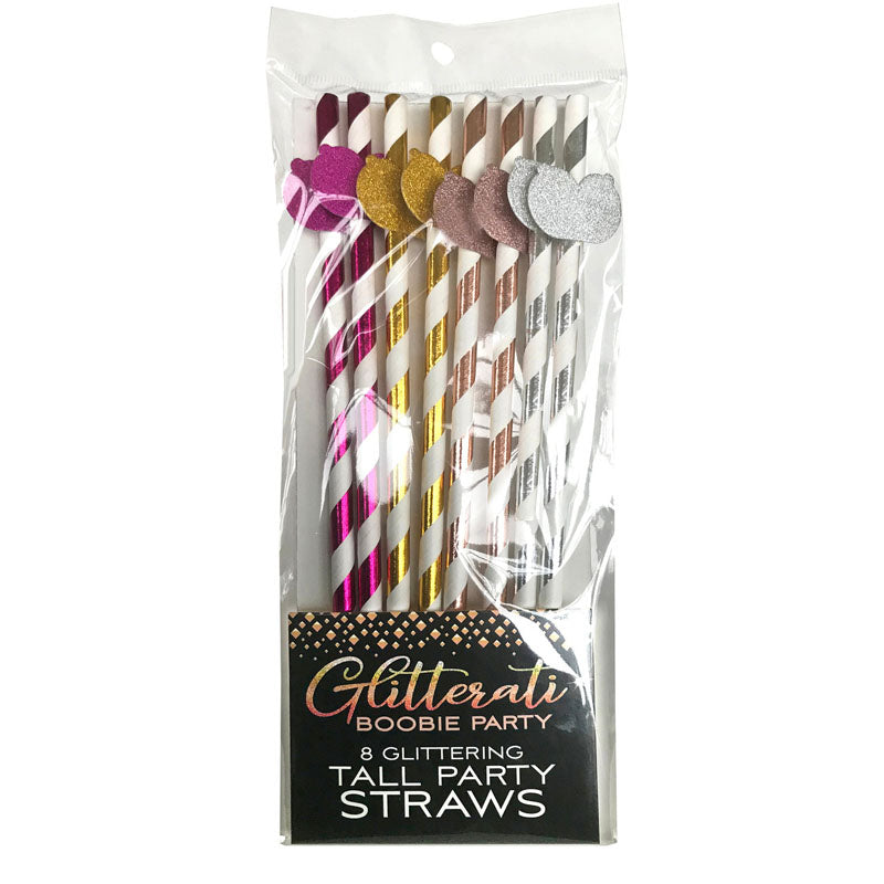 Glitterati Boobie Tall Party Straws Set of 8 Adult Party Accessories
