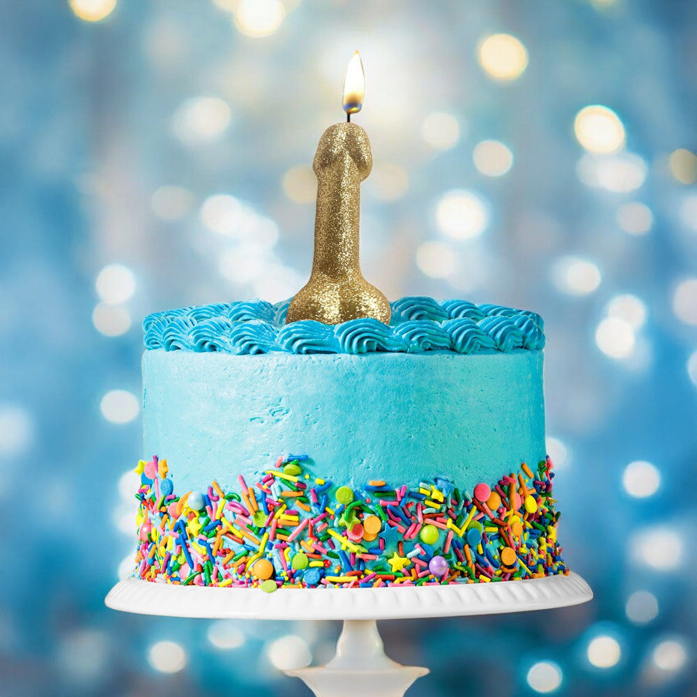 Glitterati Gold Glitter Penis Candle 10 cm Fun Party Accessory