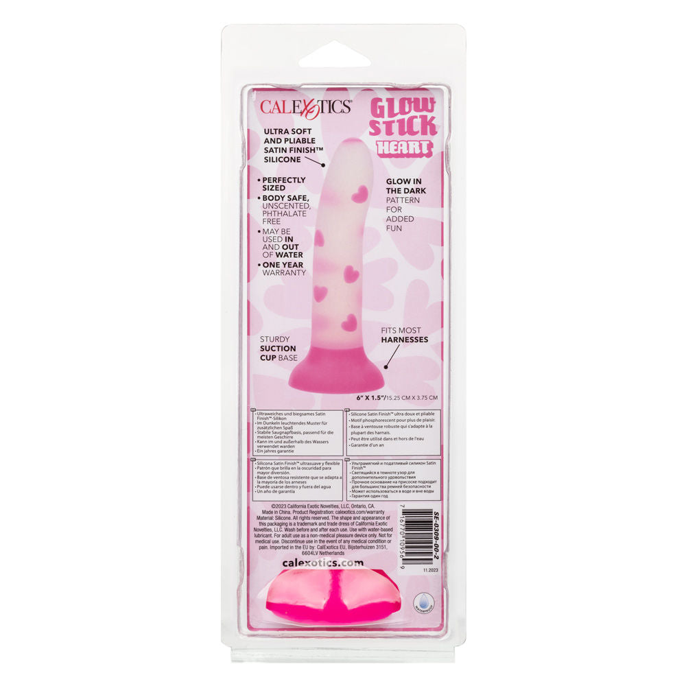 Glow Stick Heart Pink Bendable Silicone Dildo