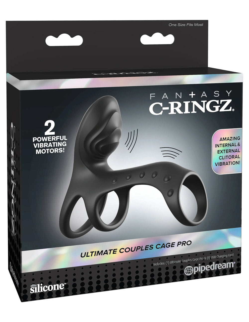 Fantasy C-Ringz Ultimate Couples Cage Pro (Black) – Dual-Motor Cock Ring