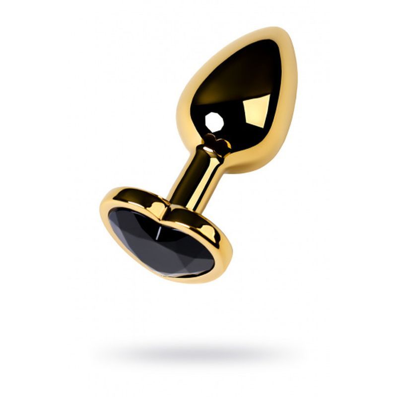 Gold Metal Anal Plug with Tourmaline Heart Crystal Small