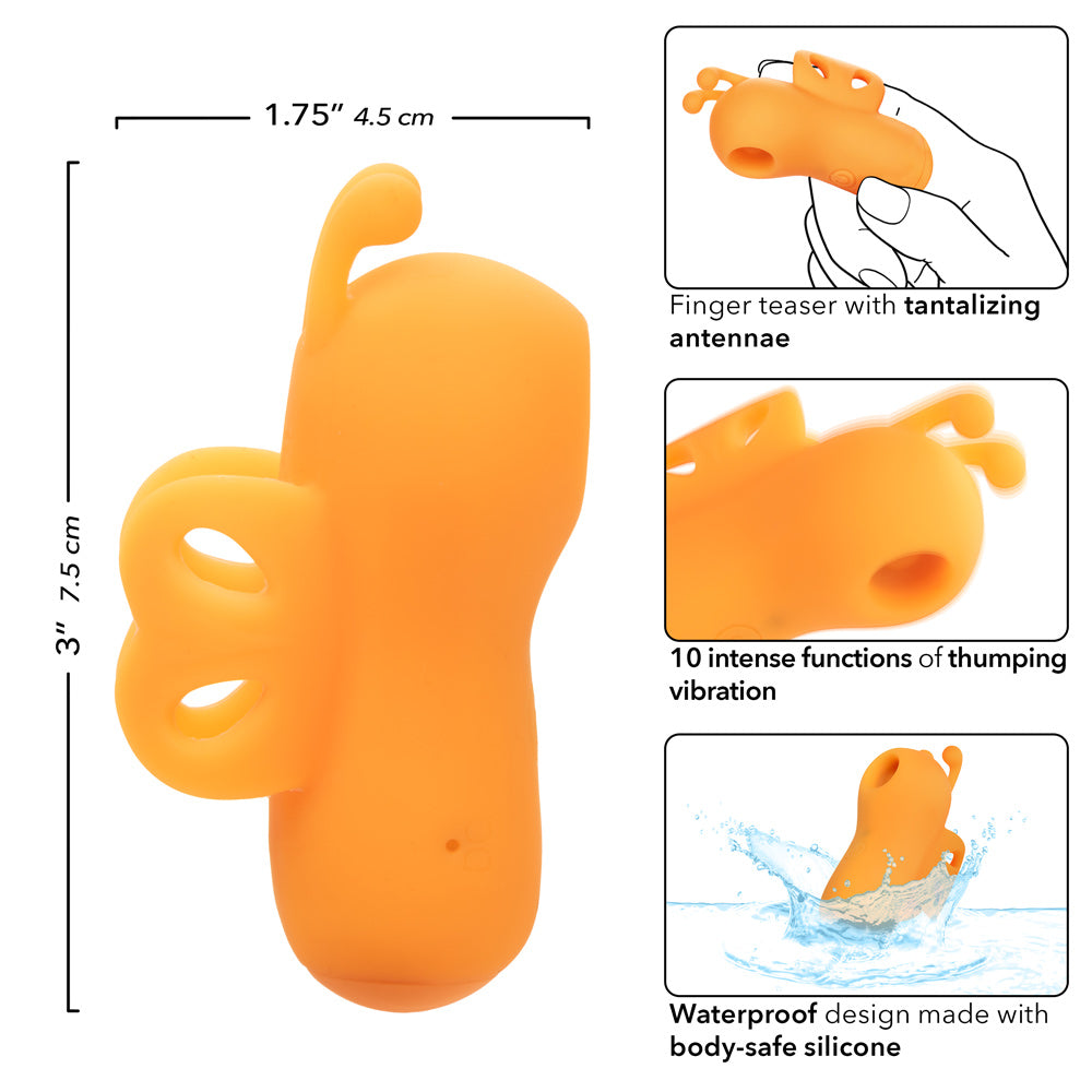 Neon Vibes The Buzzing Vibe Orange Silicone Finger Teaser with 10 Vibration Functions and Rechargeable