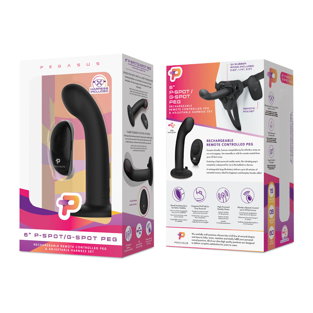 Pegasus 6 Inch Wireless Remote Control Peg with Harness – Vibrating Peg