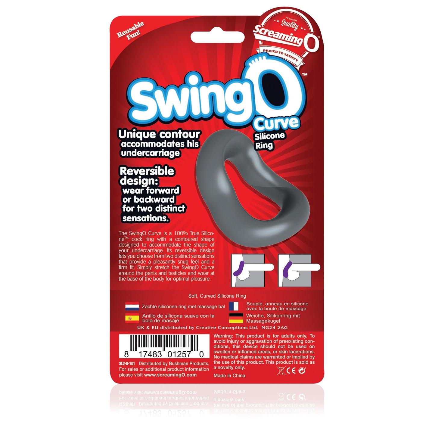 Swingo Curve (Grey) – Versatile Reversible Cock Ring