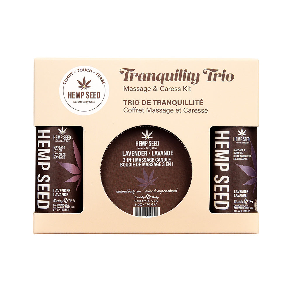 Hemp Seed Tranquility Trio – Lavender Scented Massage and Caress Kit