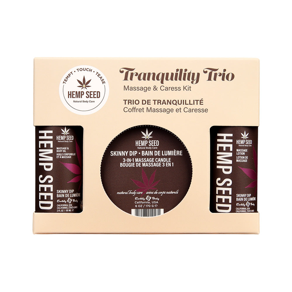 Hemp Seed Tranquility Trio – Skinny Dip Scented Massage and Caress Kit 3 Piece