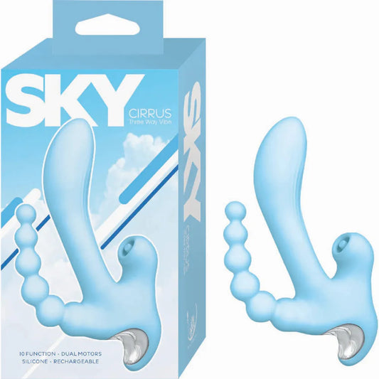 Nasstoys Sky Cirrus Three Way Vibe – USB Rechargeable 4.5 Inch Vibrator > Vibrators > Ladies > Rabbit Multi