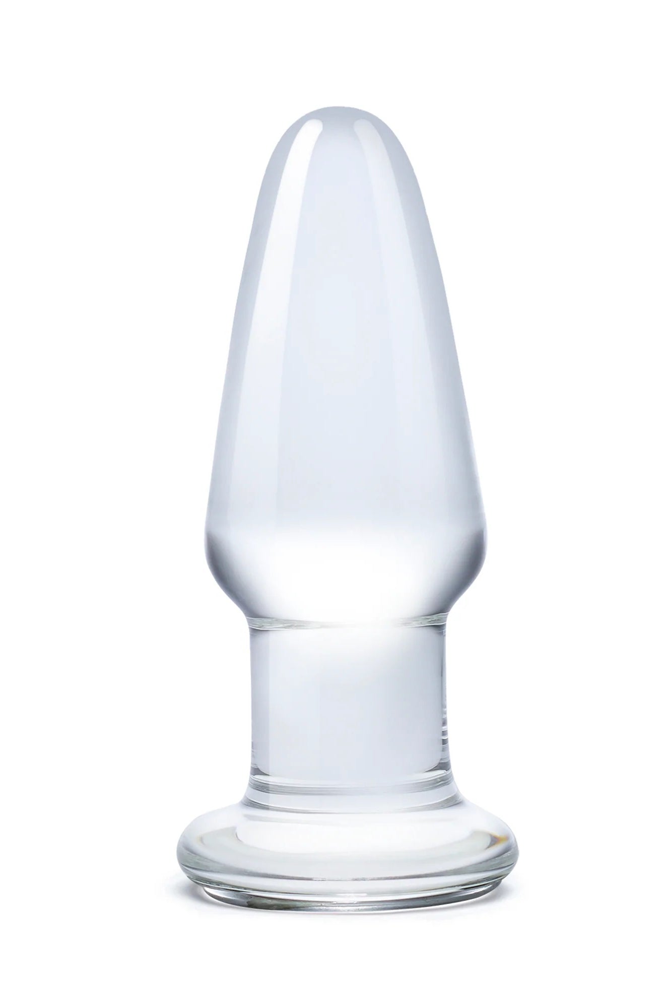 Glas 3.5 Inch Clear Hand Blown Glass Butt Plug with Tapered Tip for Beginner-Friendly Anal Play