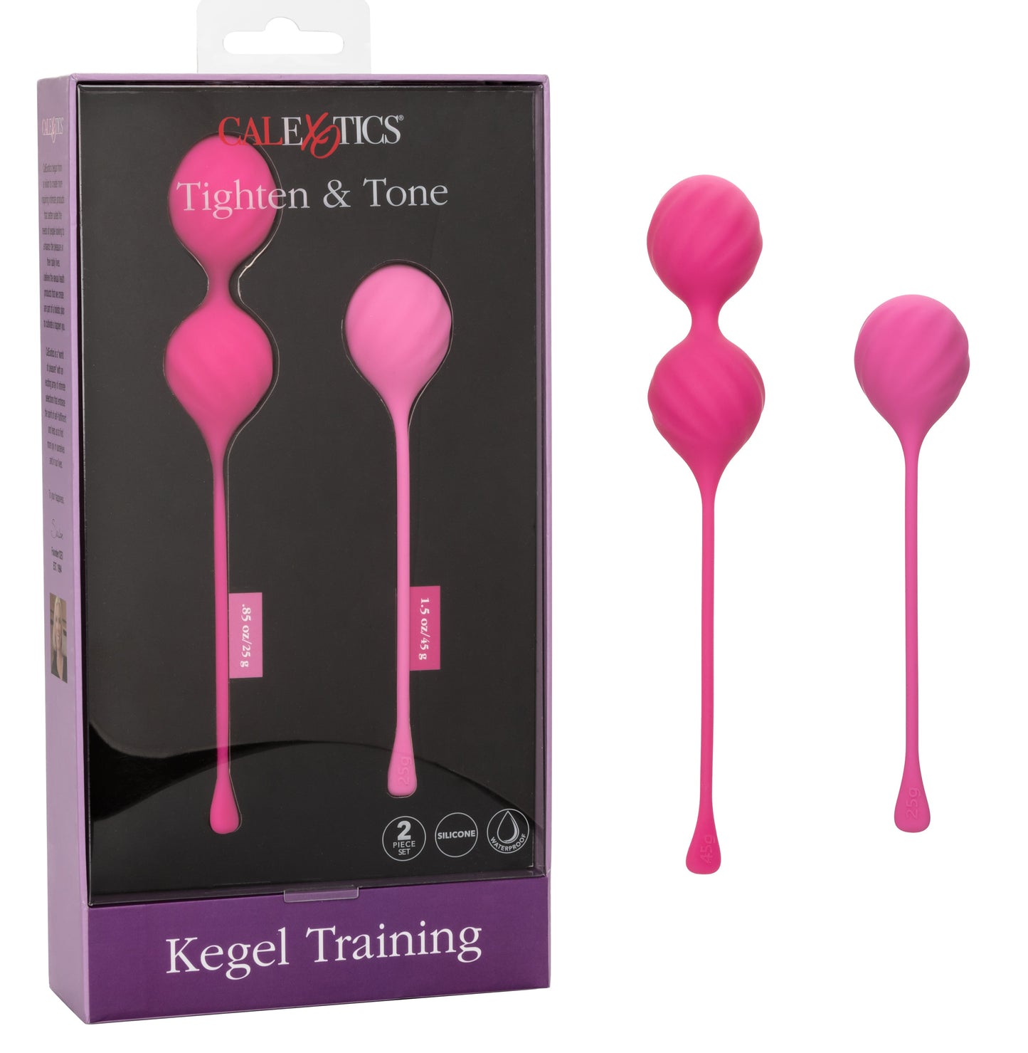 Cal Exotics Kegel Training 2-Piece Set Pink Silicone Weights 25g and 45g for Pelvic Floor Strengthening