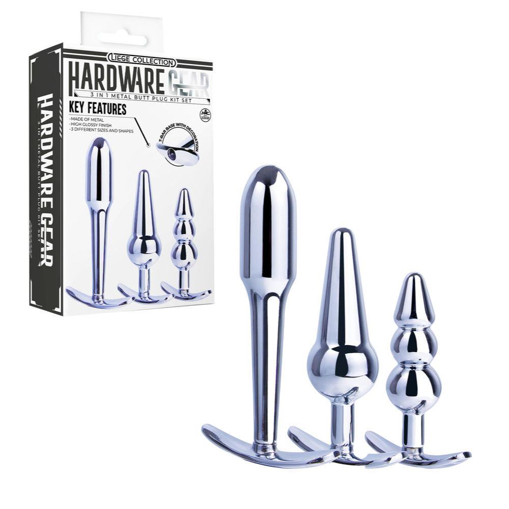 3 in 1 Metal Butt Plug Kit – High Gloss Finish Metal Butt Plugs