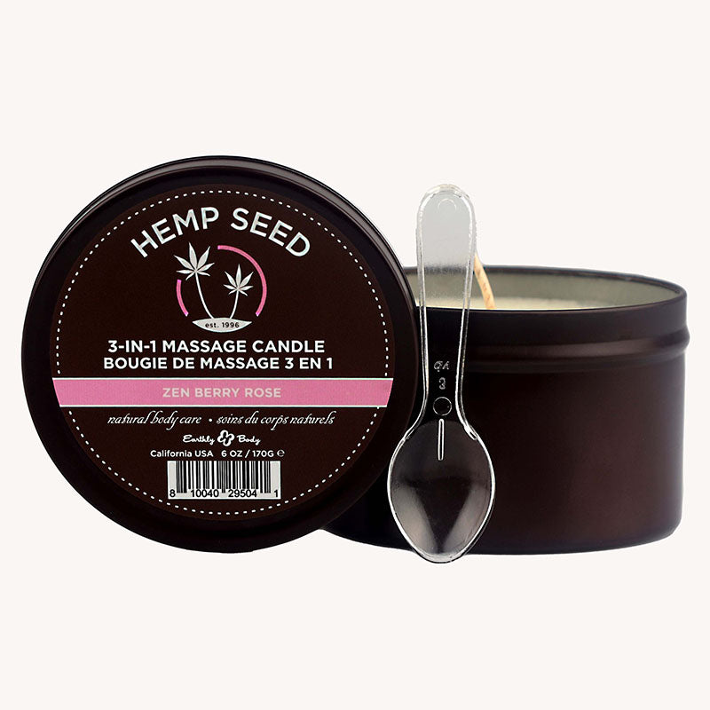 Hemp Seed 3-In-1 Massage Candle 170g - Zen Berry Rose Aromatherapy