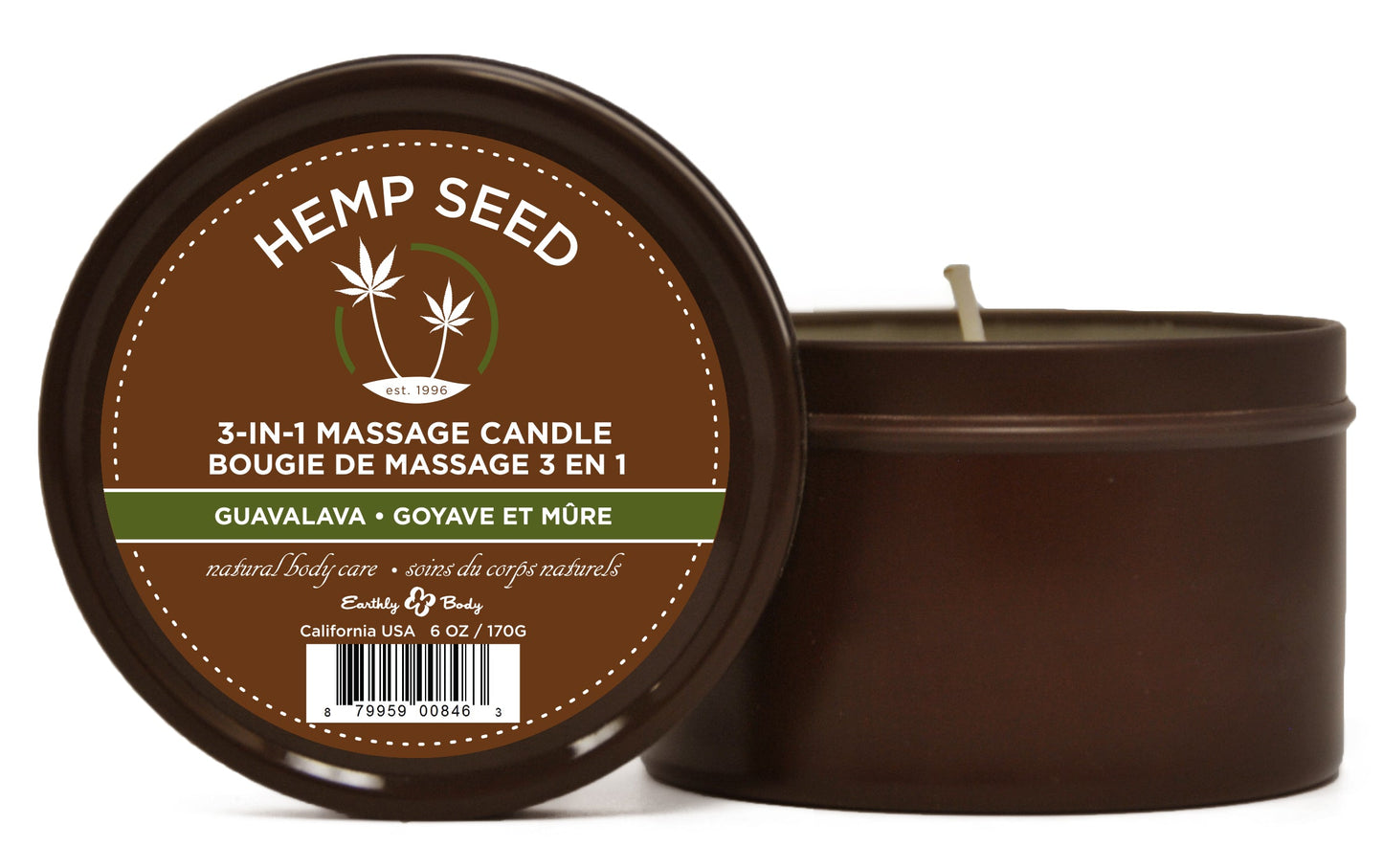 Hemp Seed 3-In-1 Massage Candle Guavalava 170 g for Relaxation