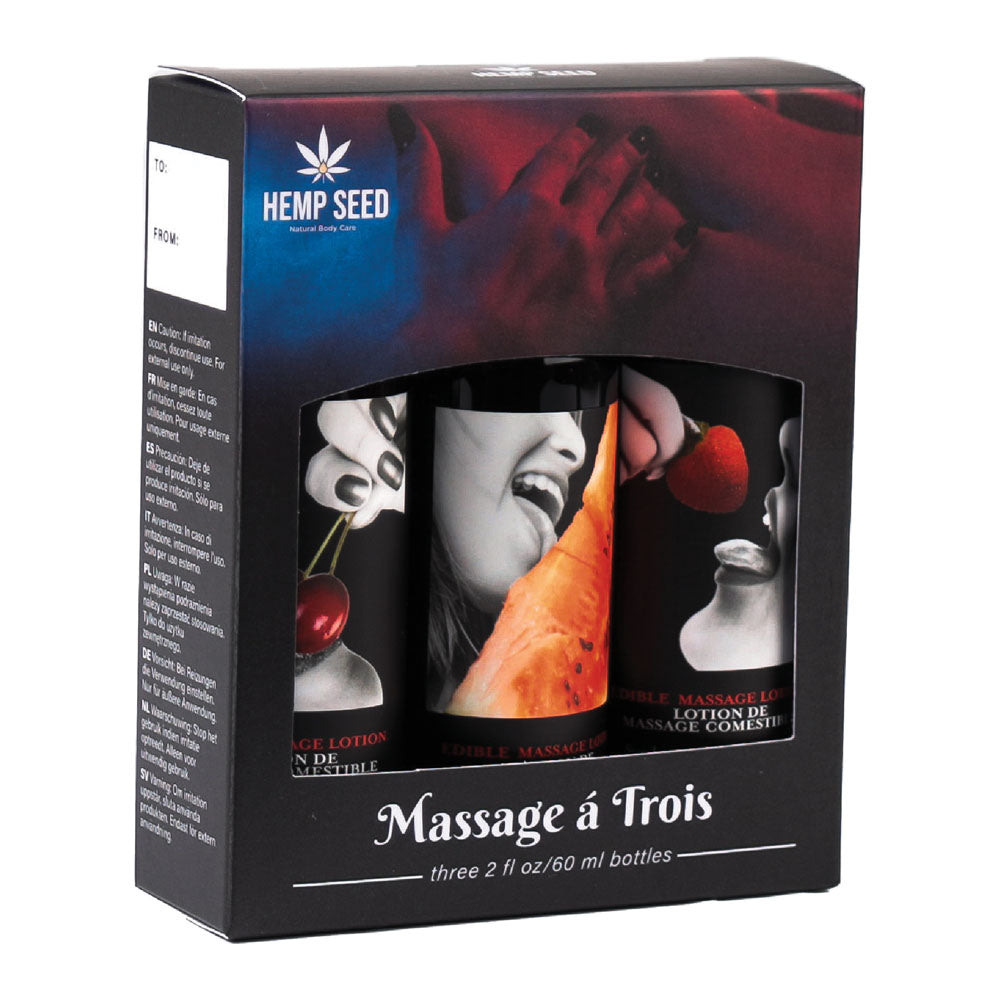 Hemp Seed Edible Massage A Trois (3 Bottle Set) – Edible Massage Lotion Kit